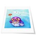 Spring Showers & Lace Clouds - OWL Painting Print - Spring Inspiration Bird Artwork Wall Art