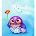 Spring Showers & Lace Clouds - OWL Painting Print - Spring Inspiration Bird Artwork Wall Art