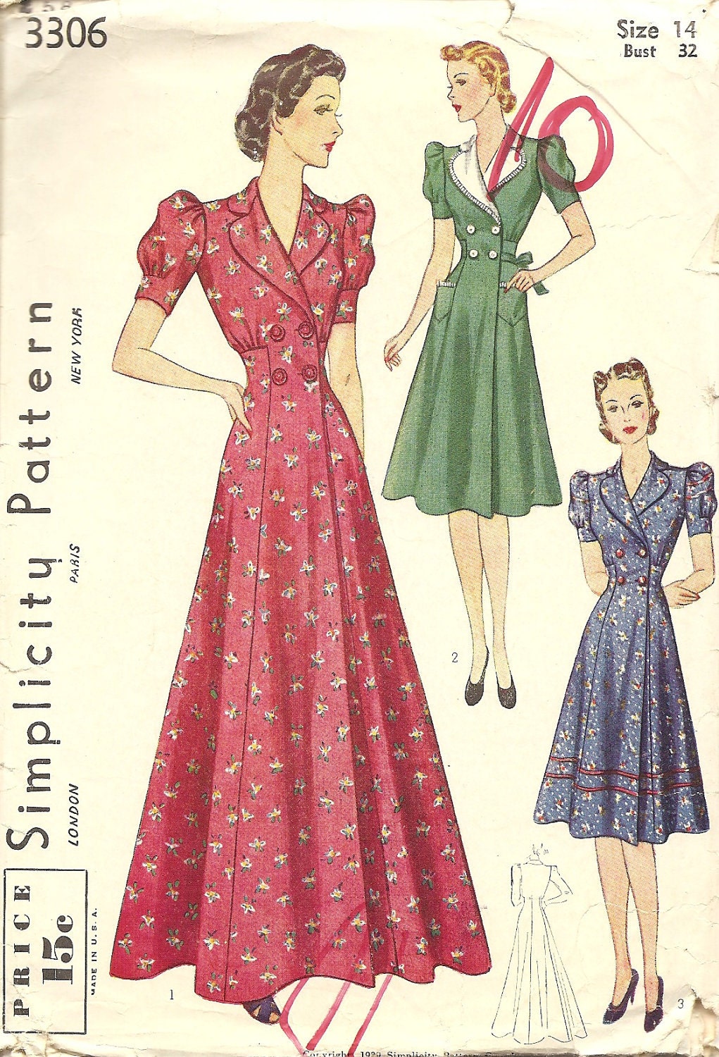 Simplicity 3306 Housecoat or Dress circa 1939