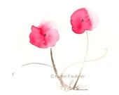 Flower, Flower Art Print, Watercolor: Dancing Poppies