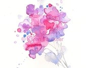 Watercolor Flowers: May Bouquet giclee fine art print 8x10 inches