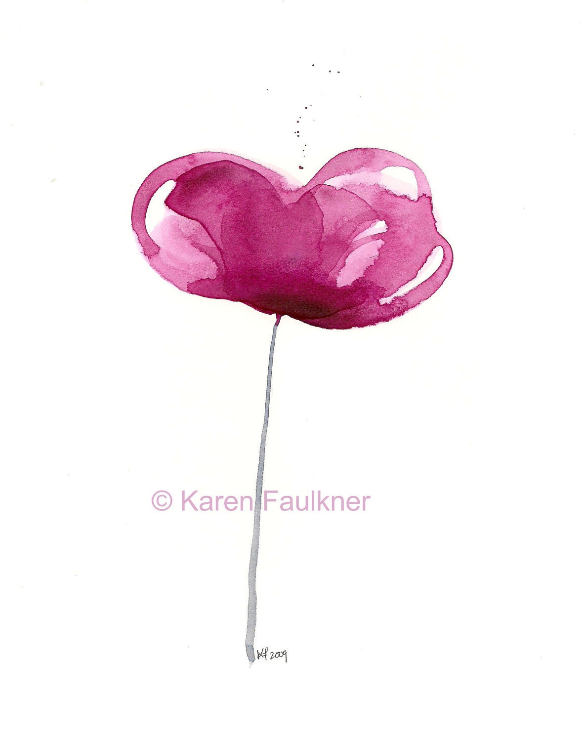 Art, Print, Watercolor, Abstract Flower: Beaujolais
