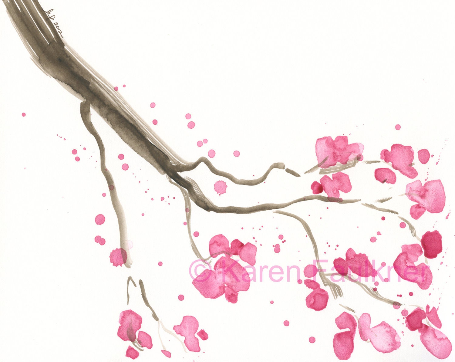 Cherry Blossoms watercolor painting 10x8 inches