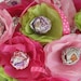 spring summer Tissue Paper Flowers Personalized Party Favor Lollipop Sucker Flower honeysuckle hot pink light pink and lime green Preppy