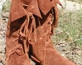 ELF BOOTS/Handmade Moccasins rust mid calf 11" high custom orders sizes colors