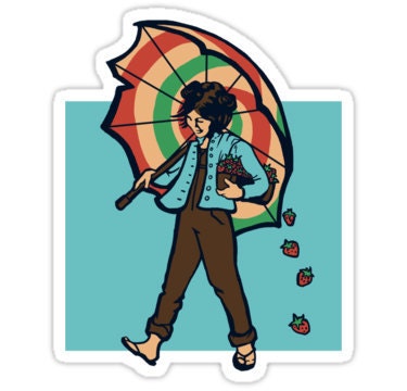 individual die cut Strawberry Girl sticker