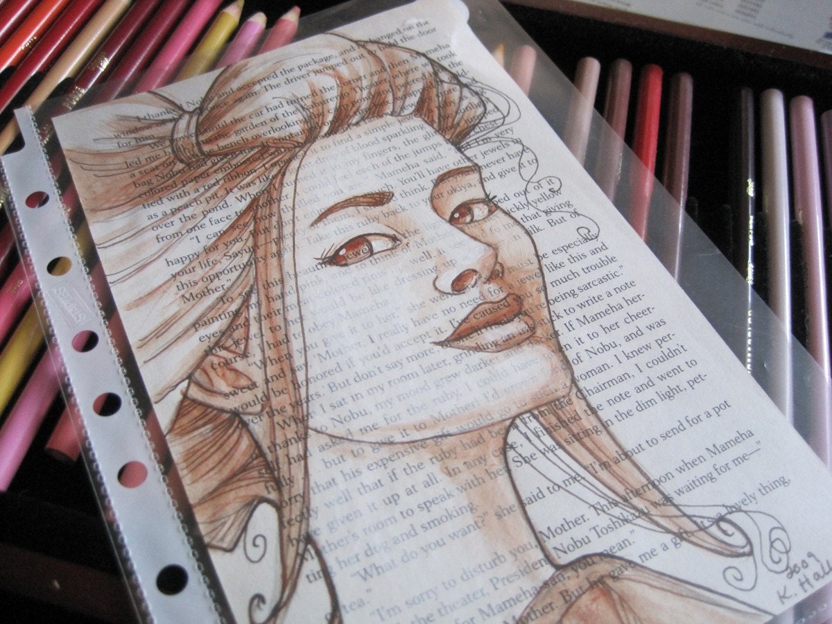 Geisha painted on a book page