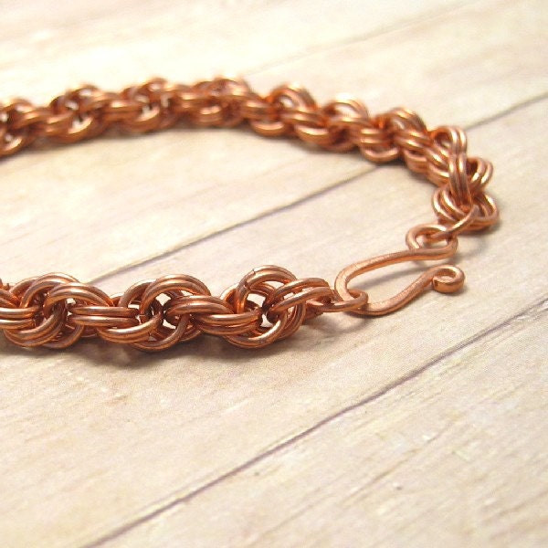 Double Spiral Copper Chainmail Bracelet, Handmade Chain Maille Jewelry, Women's Chain Mail Fashion Accessory, Chainmaille Jewellery