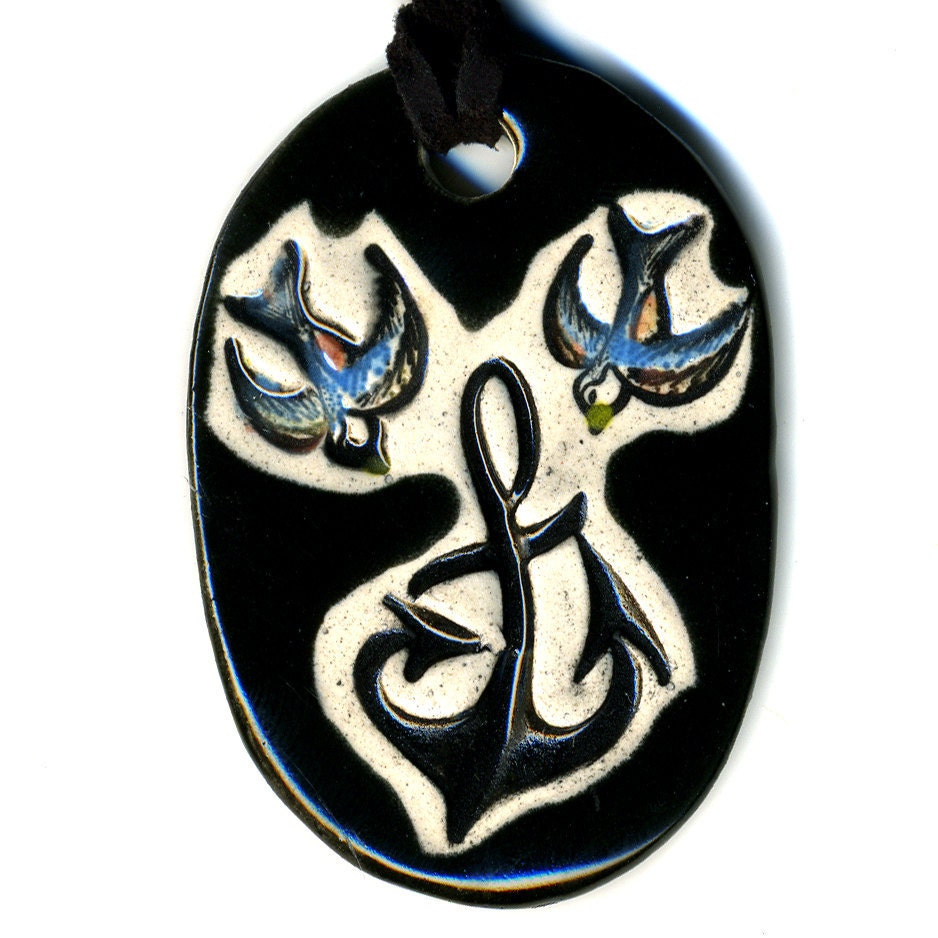 Anchor and Swallows in Gray