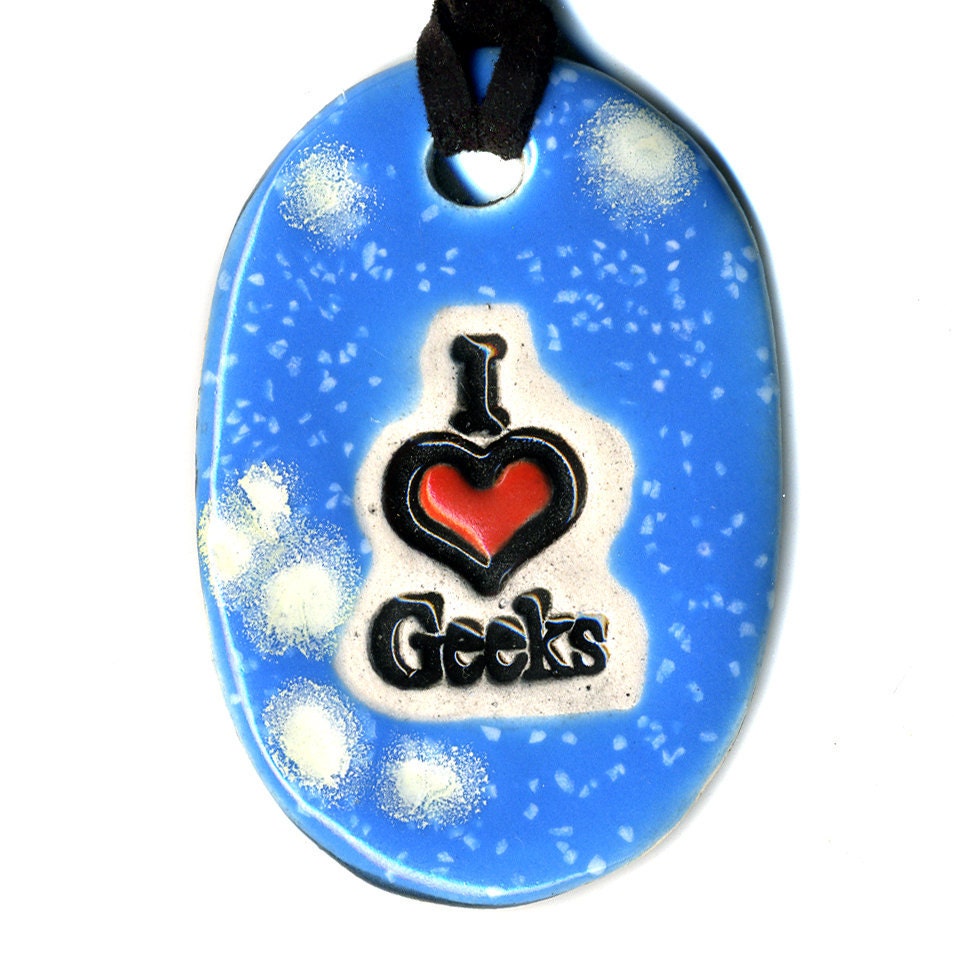 I love Geeks Ceramic Necklace in Sky Blue