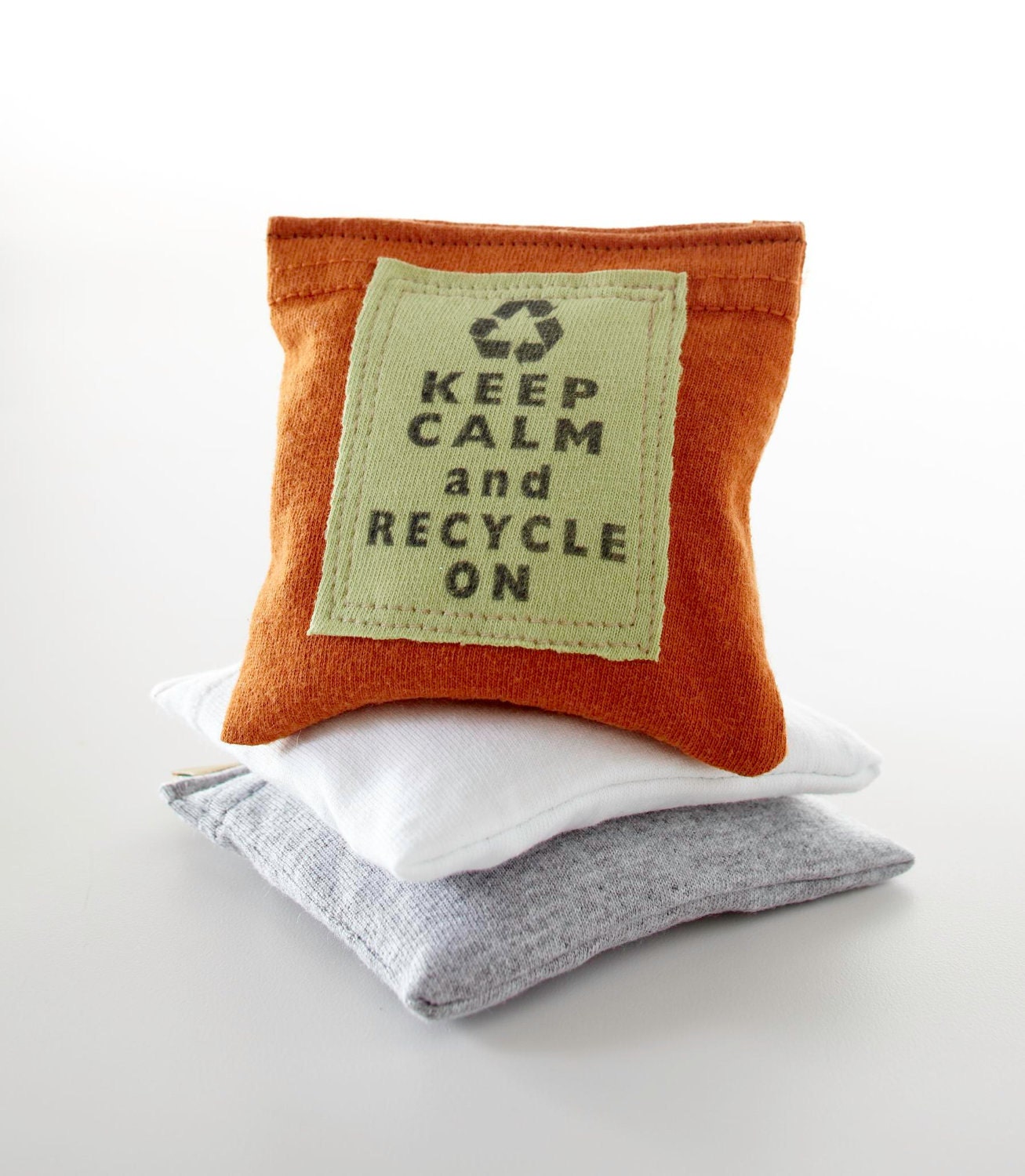 Lavender Sachet Pillow Gift Keep Calm and Recycle On SET of THREE