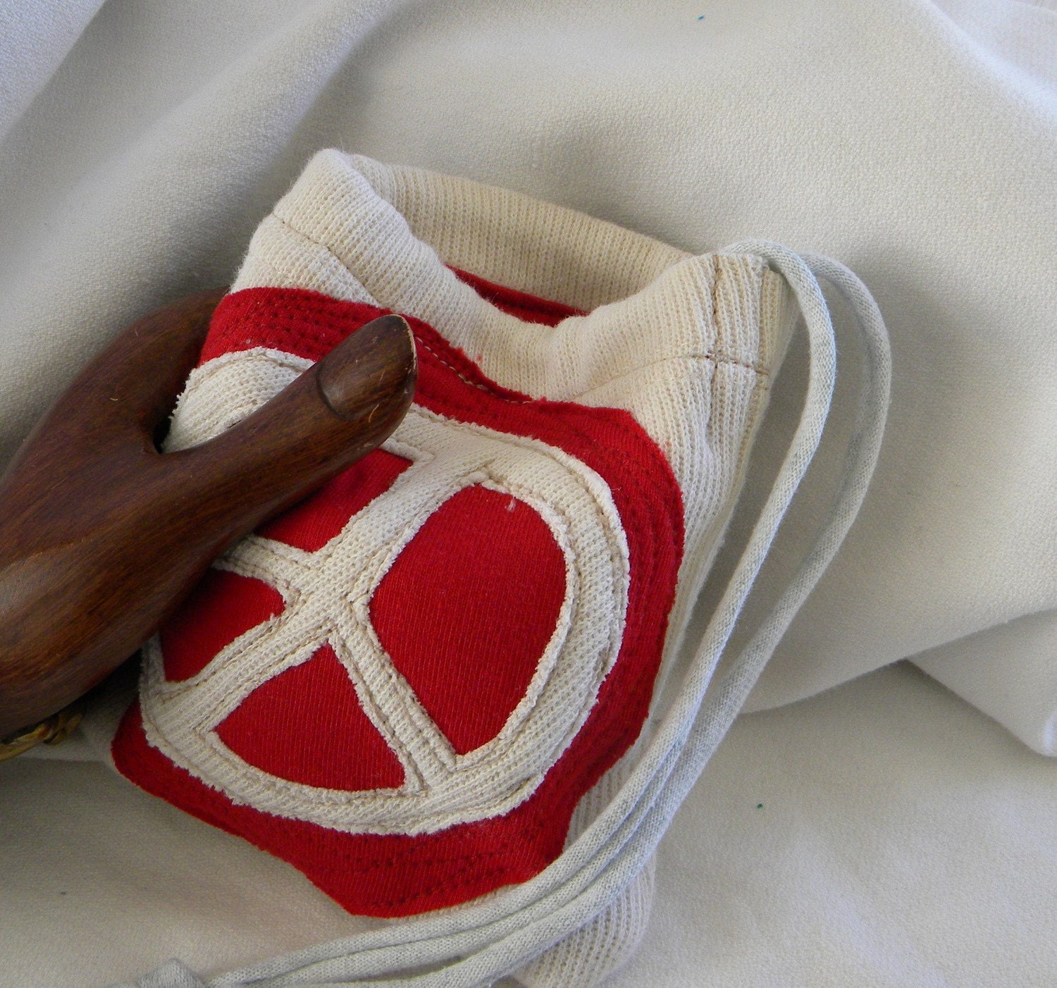 Peace Sign LINED Pill Pouch ONE Upcycled Jewelry Gift Bag/ Party Favor / Custom 4 inch by 5 inch