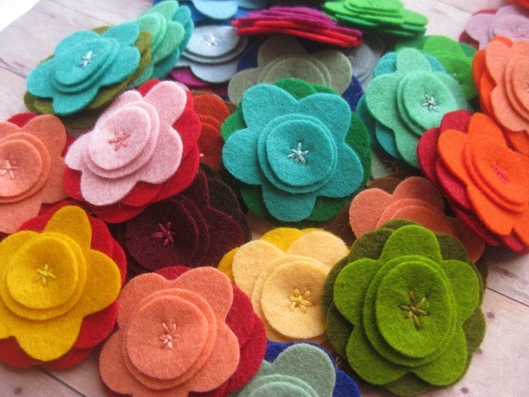 mini felt flower brooches - custom order for angedoux