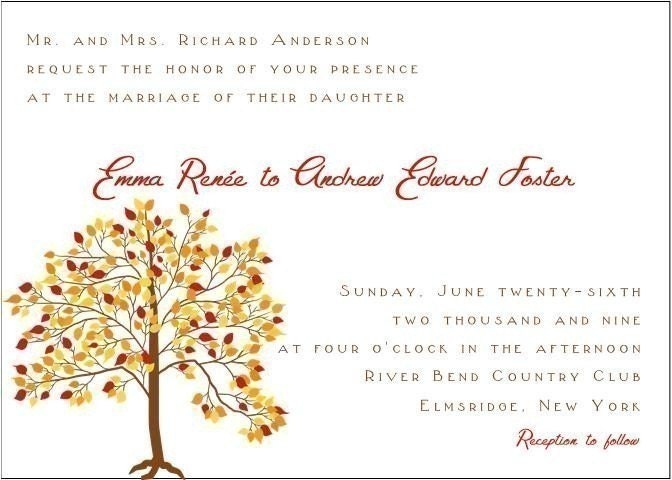 Fall Autumn Tree (choose leaf colors) Wedding Invitations (Sample Set)