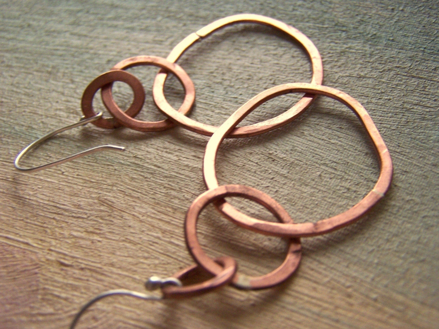 Organic Shape Circles Copper Earrings - Three size link