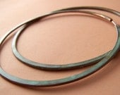 Continuous Hoop Earrings - 3 inch Verdigris Hoops