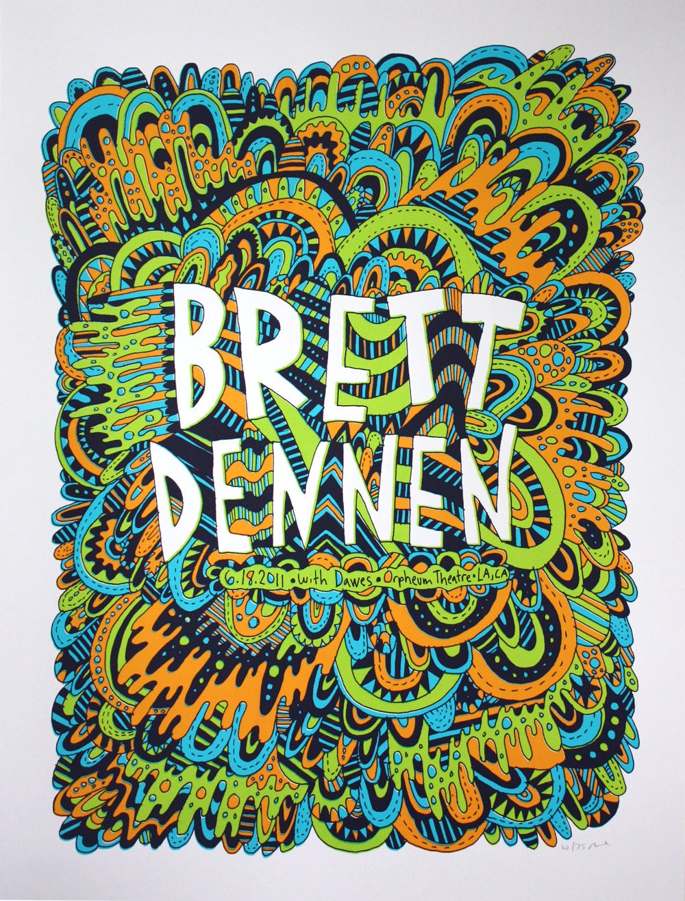 Brett Dennen- LA - Handprinted gigposter