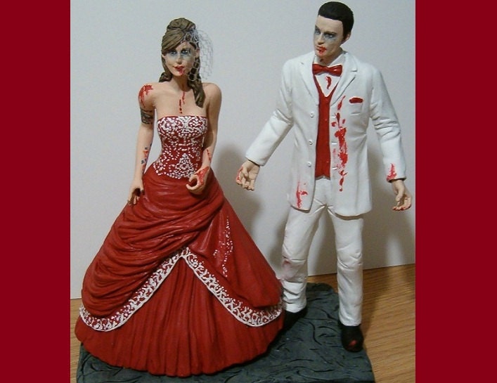 Custom Zombie Wedding Cake Toppers Figure set - Personalized to Look Like Bride Groom from your Photos