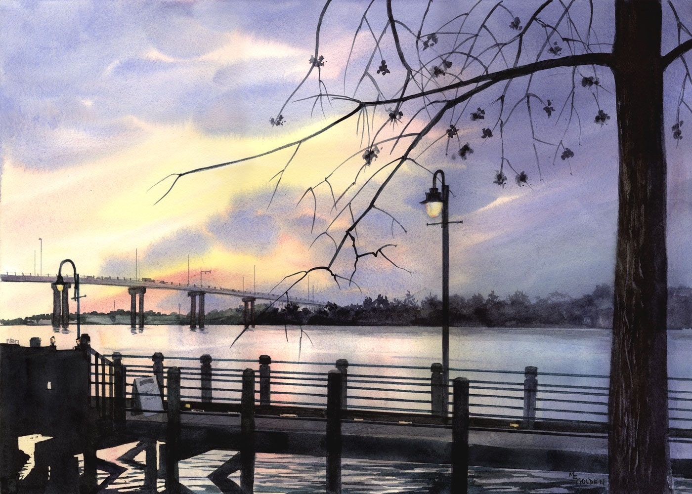 Riverglow Sunset on the Cape Fear Bridge and Riverwalk