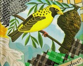 Yellow Weaver Bird Collage Print - Vintage Urban Girl