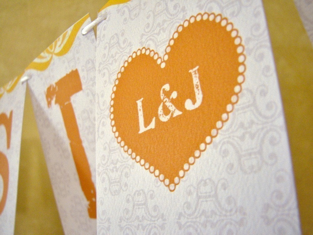 Personalized Just Married Sunshine Paper Garland Party Banner Great for Weddings