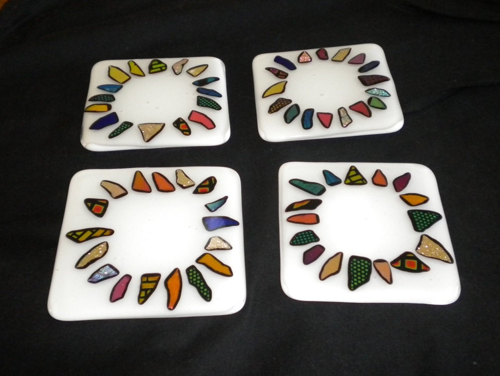 Glass Coaster Set -  Fireworks