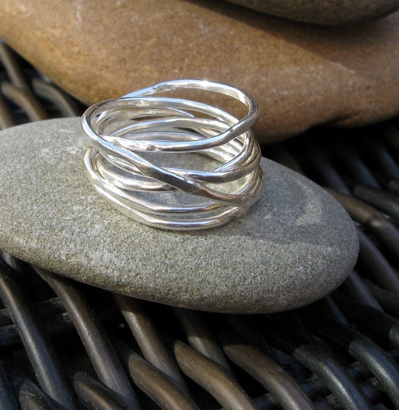 wrapped up ring in sterling silver. stacking look infinity band