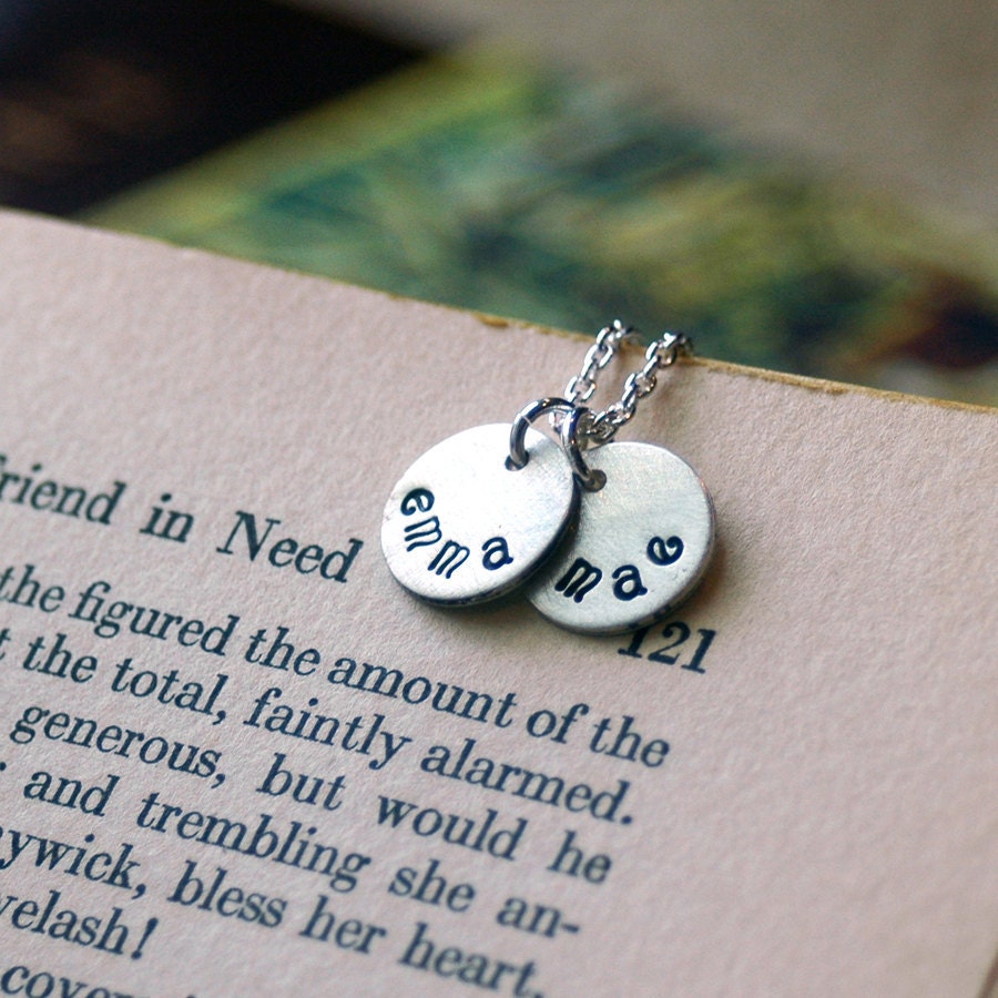 Mom Necklace - Sterling Silver - Handstamped Name Tags - Custom Personalized - Recycled Sterling Silver - Made to Order