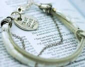 Purity Bracelet - True Love Waits - Leather and Recycled Silver - Gift for your daughter - Story card included - original design 2005