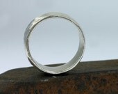 Mens Wedding band - Rustic - Recycled EcoFriendly - Mens Silver Jewelry - 7mm wide