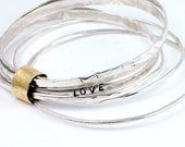 Stacking Bangle Bracelet - Silver wrapped in Gold - Luxe handcrafted artisan jewelry for her  - Recycled and Eco Friendly metal