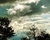 clouds photography, landscape photography, teal art, clouds photo, sky photo, teal decor, sky art print - Peace of the Night - 8x10