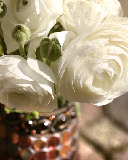 Still life photography, flower photography, rust wall art, stil life print, flower photograph, rust decor - Sugar and Cream in a Vase, 8x10