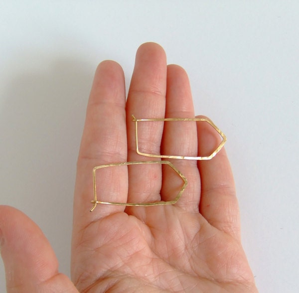 no. 430 - hammered brass quartz hoop earrings
