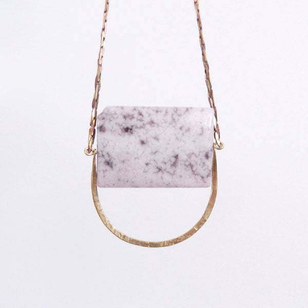no. 487 - druzy stone and hammered brass necklace