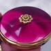 Vintage Compact, England, Fuscia, Goldtone, Marcasites, ca 1960s NT-1106