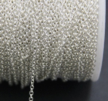 Silver plated brass round cable chain 1.5mm - 32ft