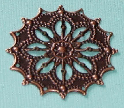 Antiqued Copper filigree flower Focal 34X34mm - 30pcs