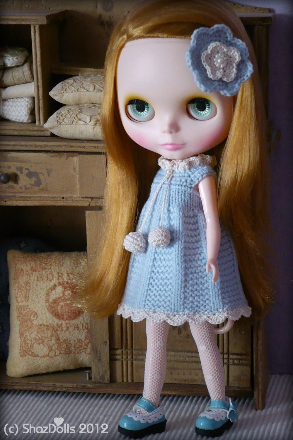 Victorian Pastel Blue Outfit for Blythe