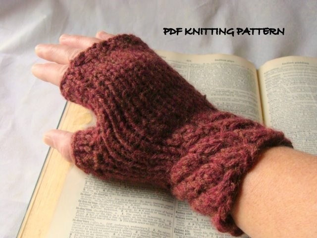 Swirl Cuff Fingerless Gloves - PDF Knitting Pattern