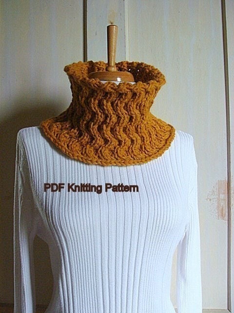 Wavy Cowl Knitting Pattern  -- PDF