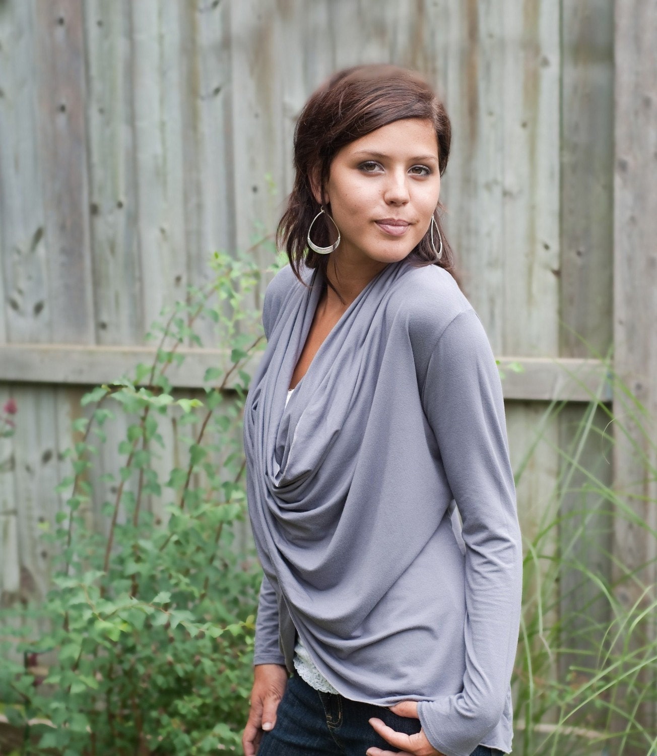 Wraparound cardigan top in knit jersey bamboo - made to order eco friendly