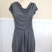 Autumn fall dress with soft cowl and cap sleeves in charcoal gray jersey