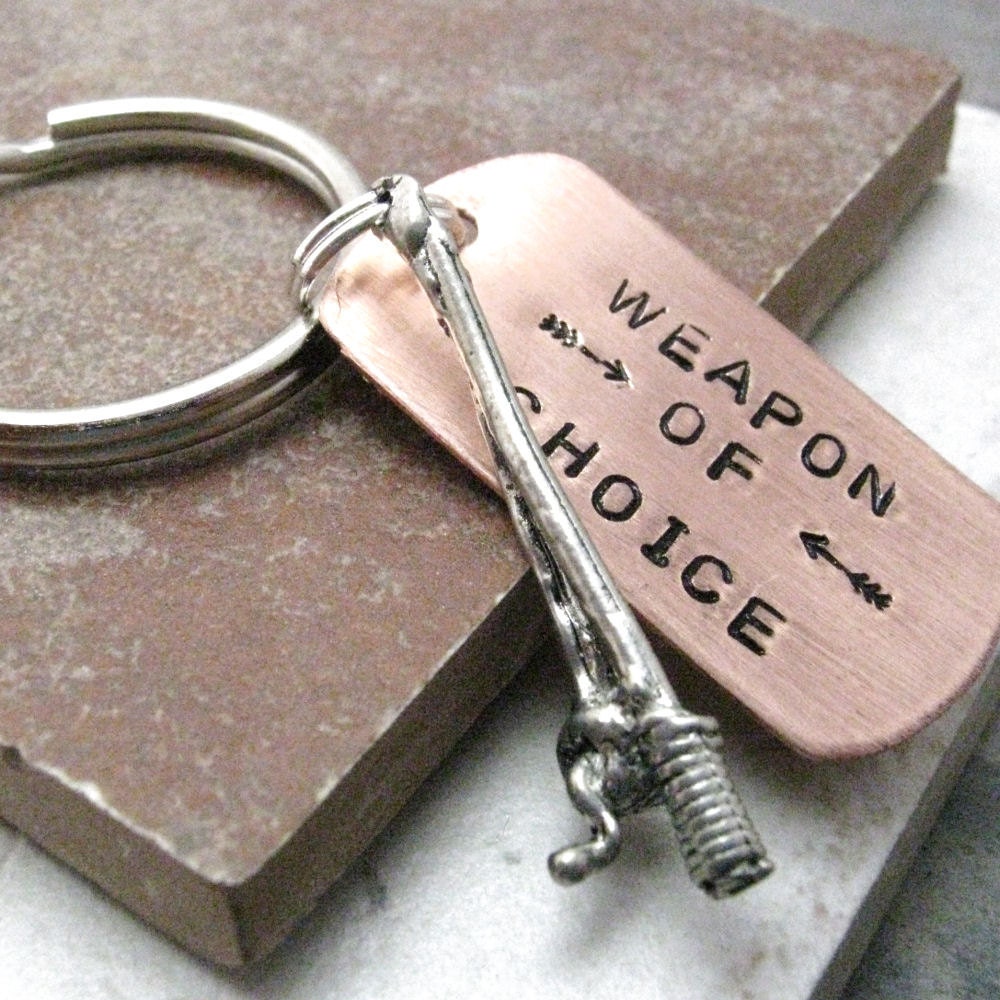 FISHING POLE Weapon of Choice Stamped Keychain, alt charms available, see picture