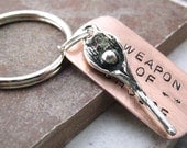 LACROSSE Weapon of Choice Stamped Keychain, alt charms available, see picture, great gift for the lacrosse lover