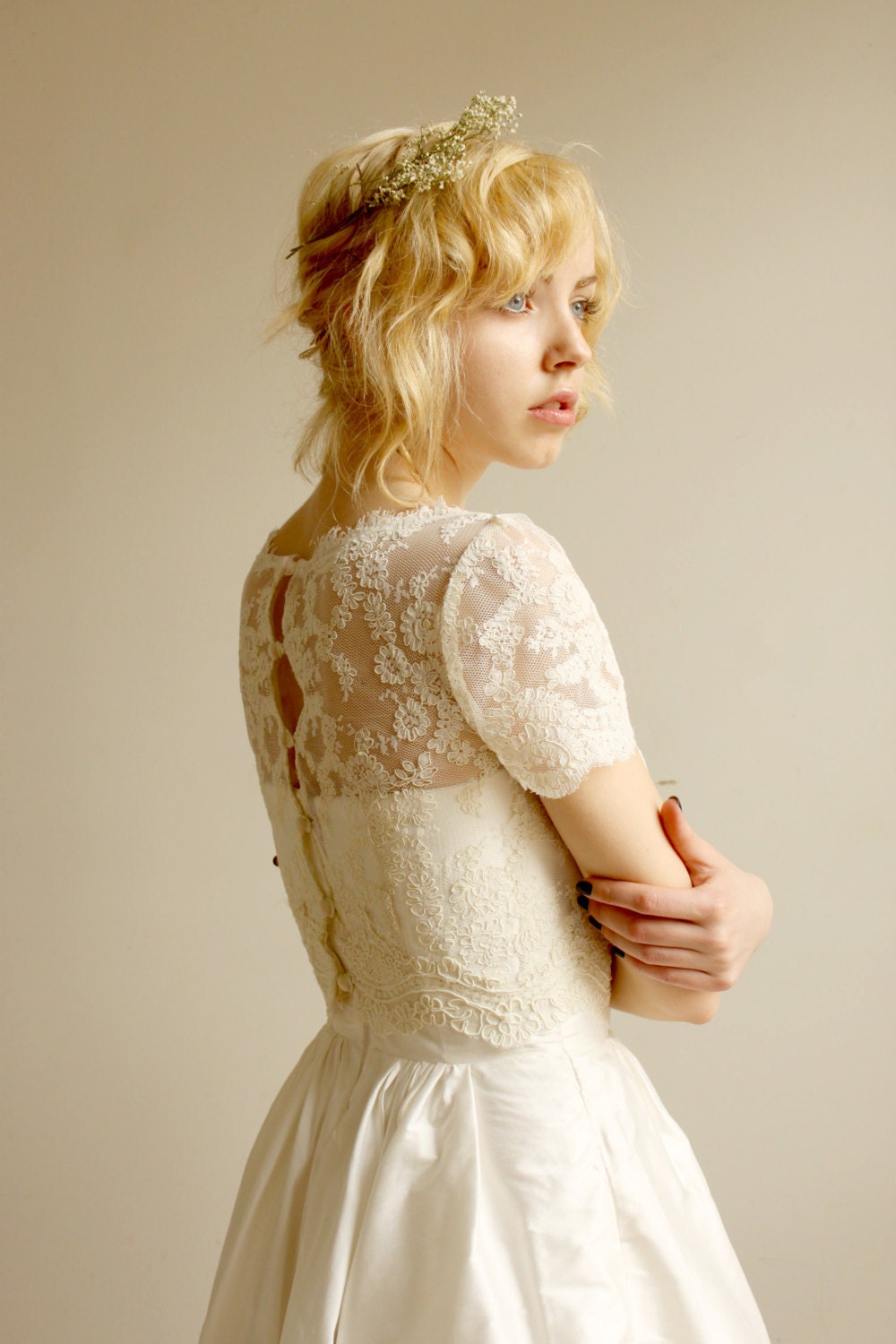 Elandra--2 Piece, Lace and Silk Wedding Dress