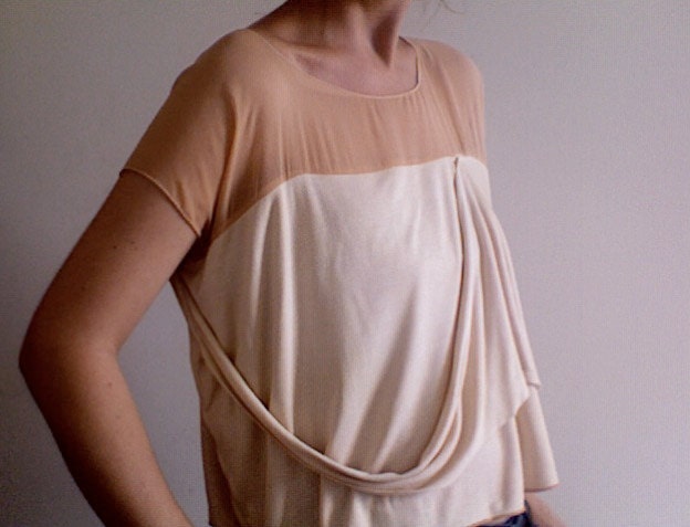 The Rivington--Eco-Friendly Bamboo Jersey and Silk Chiffon Blouse--SALE