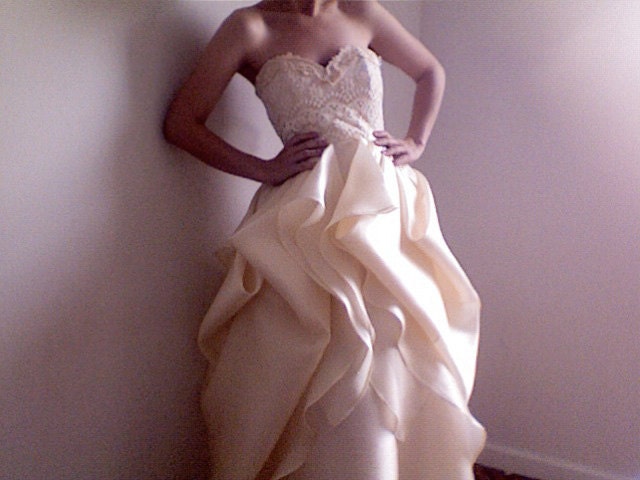 Super Sample Sale--One of a kind Silk and Lace Wedding Gown
