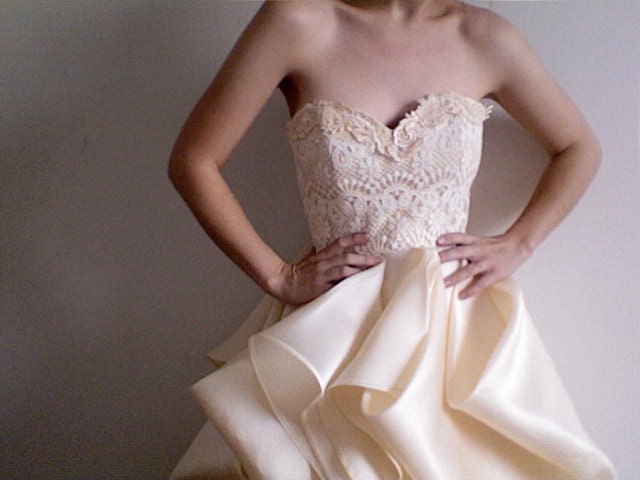 Super Sample Sale--One of a kind Silk and Lace Wedding Gown