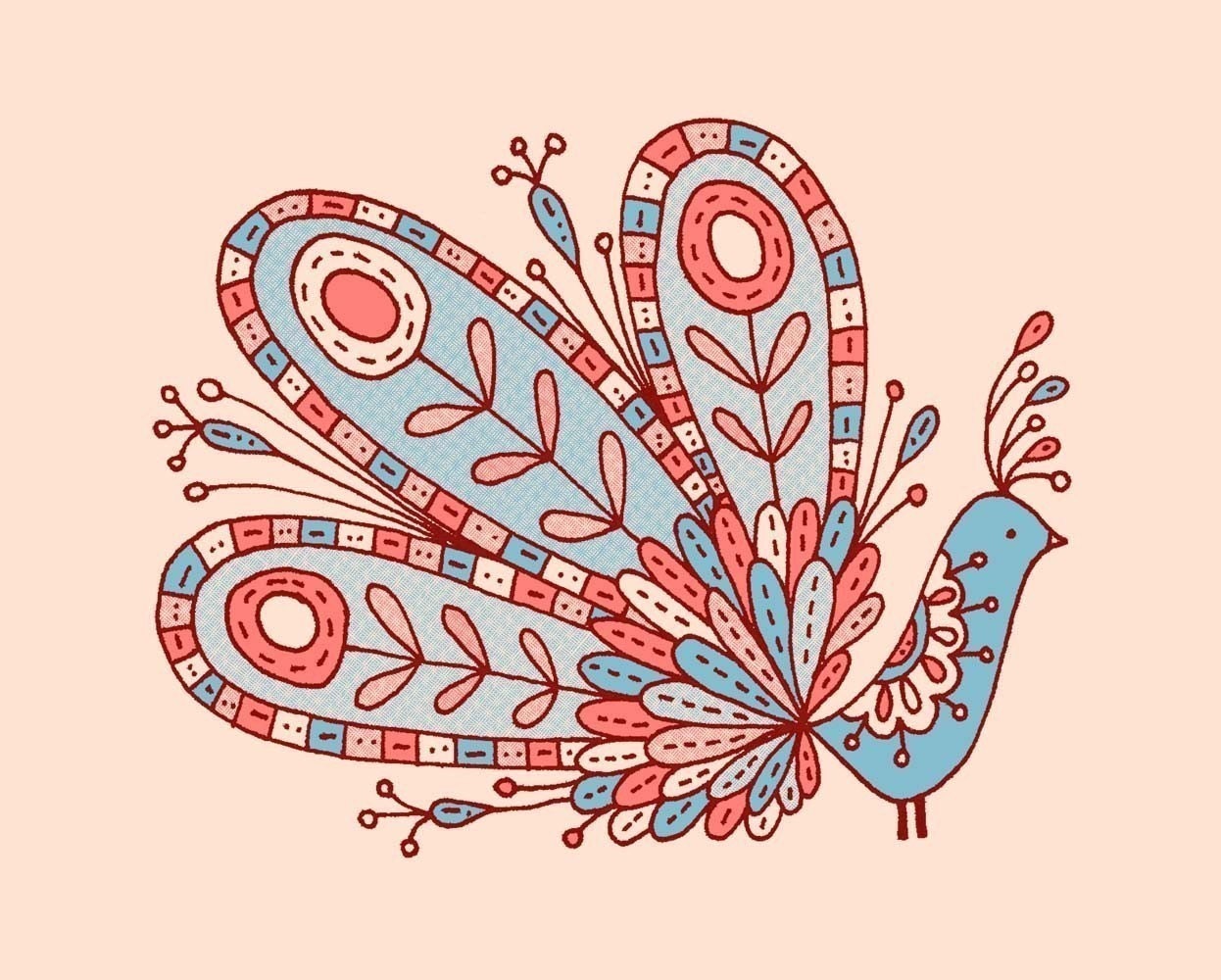 Cora -hand screen printed art print 8x10